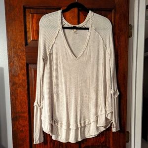 Free People waffle knit V-Neck top
